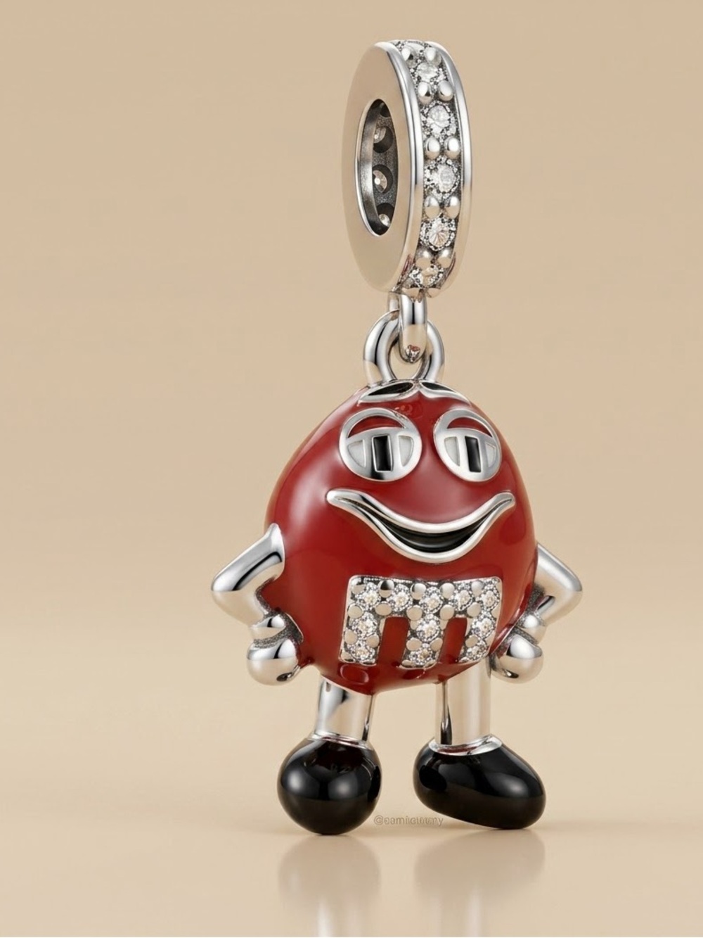 M&M'S Red Enamel & Crystal Sterling Character Charm